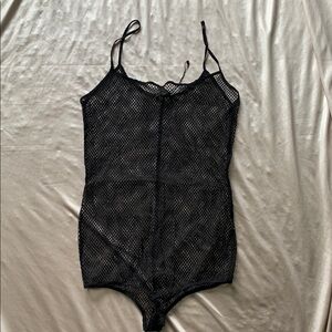 Zara Black Fishnet Sleeveless Bodysuit Size Medium